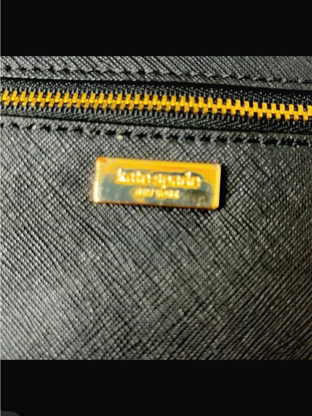 kate spade Black Saffiano Leather Wristlet with Gold Hardware
